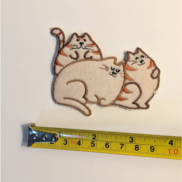 Vintage Fat Orange Tabby Cats Applique Iron On Embroidered Patch Sewing & Crafts - Picture 4 of 5